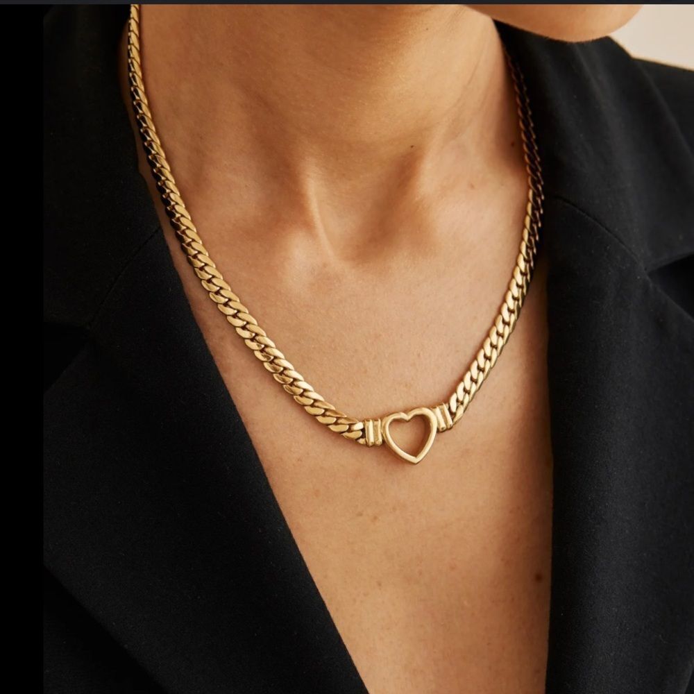 Anthropologie Gold Heart Necklace